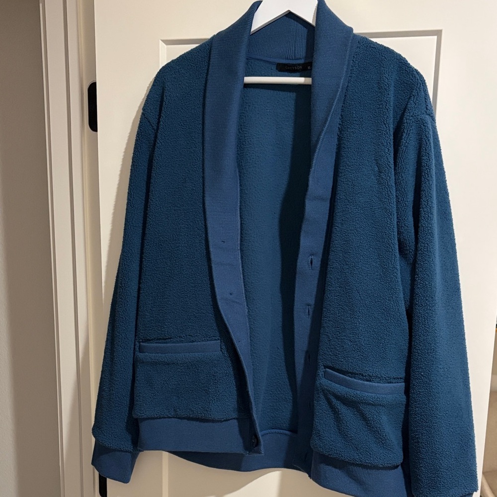 Greyson Men's Blue Cardigan Fleece Jacket